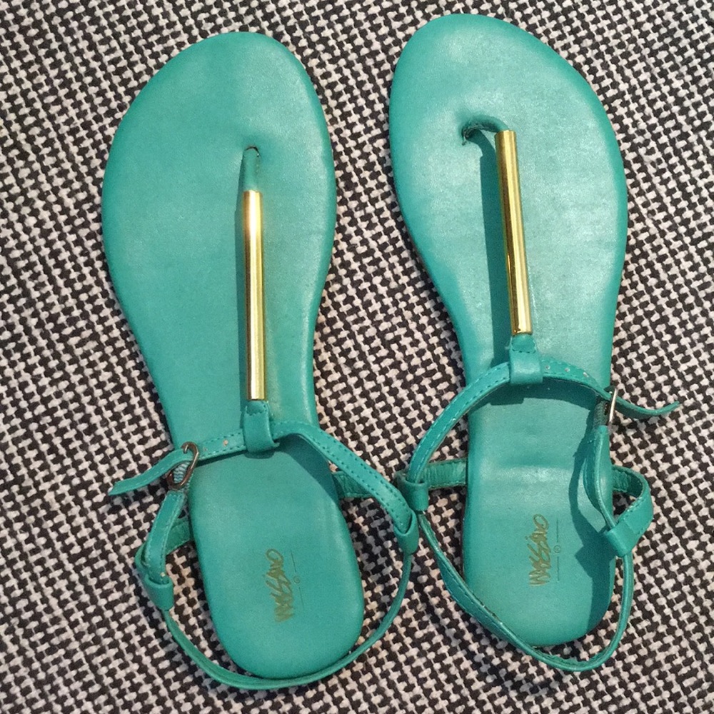 Ankle Strap Thong Sandals - Turquoise Green